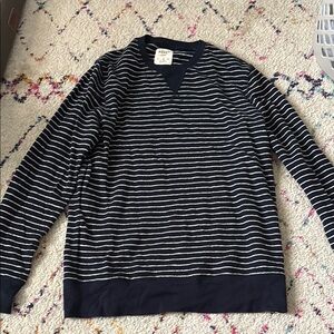 Fossil Blue and White Crewneck Sweater with Nautical Stripes